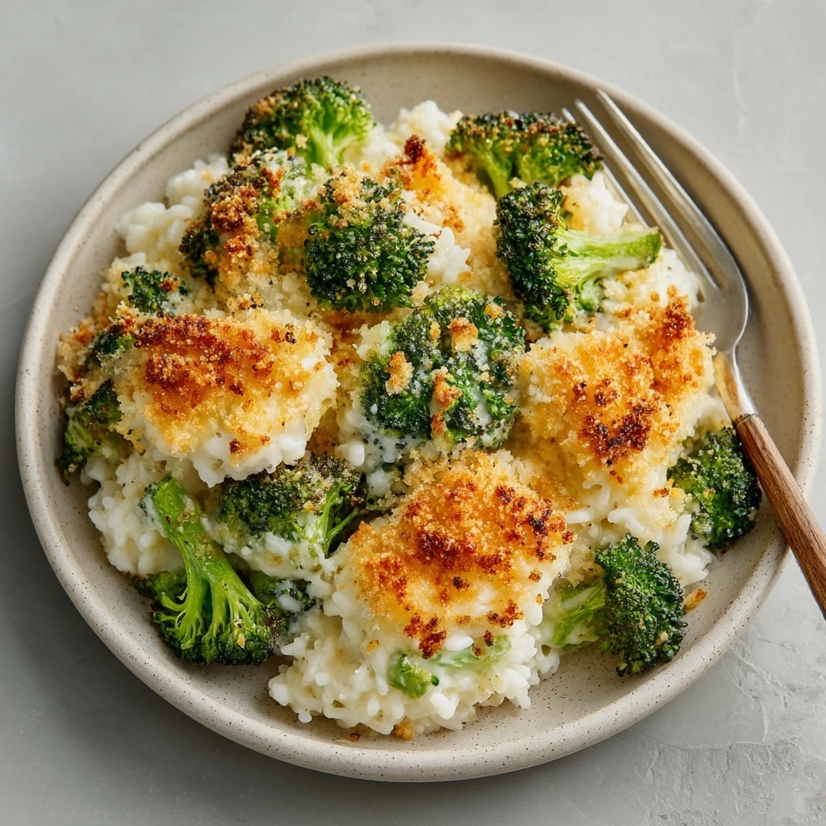 Hearty Cheesy Broccoli Rice Casserole brimming with creamy cheese sauce, perfect for family dinners.