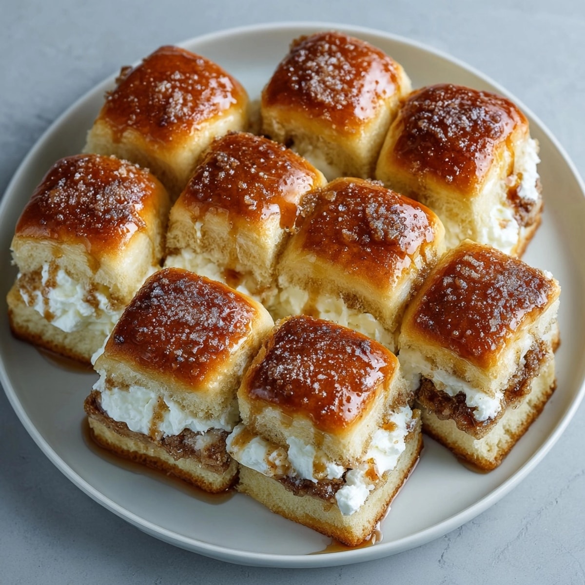 Fluffy Hawaiian cinnamon rolls on a tray, cinnamon-sugar aroma and tender cream cheese filling.