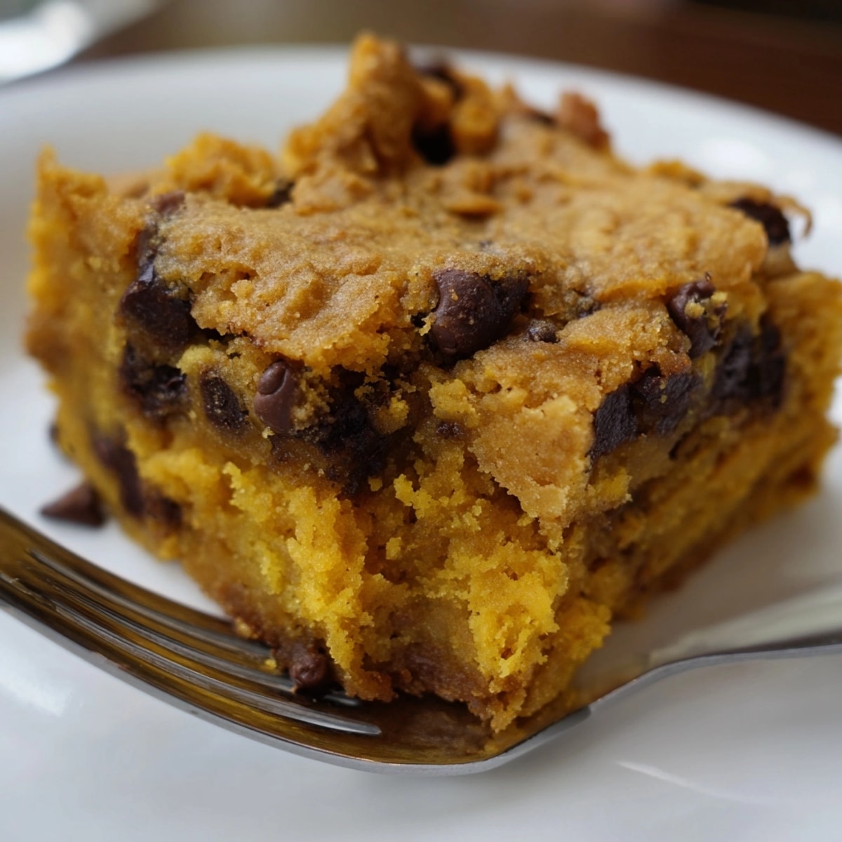 Homemade Chocolate Pumpkin Chip Blondies cooling on a rack, ready for a sweet dessert treat.