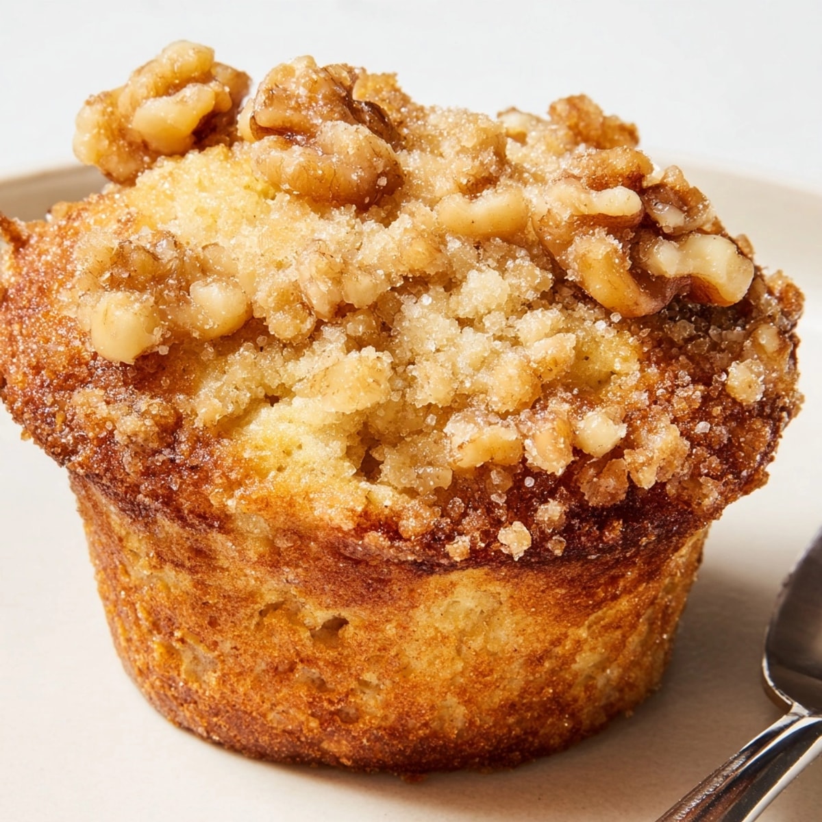 Golden Ricotta Walnut Crunch Muffins cooling on a wire rack, ready to serve.