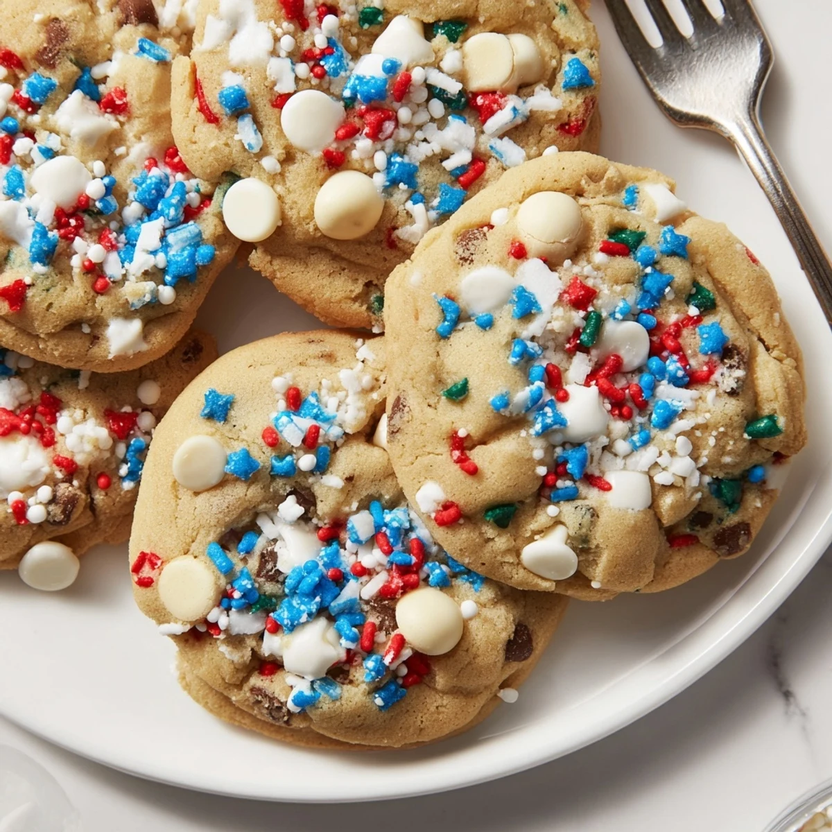 Delicious Loaded Hanukkah Sprinkle Christmas Cookies with chocolate chips and colorful sprinkles.