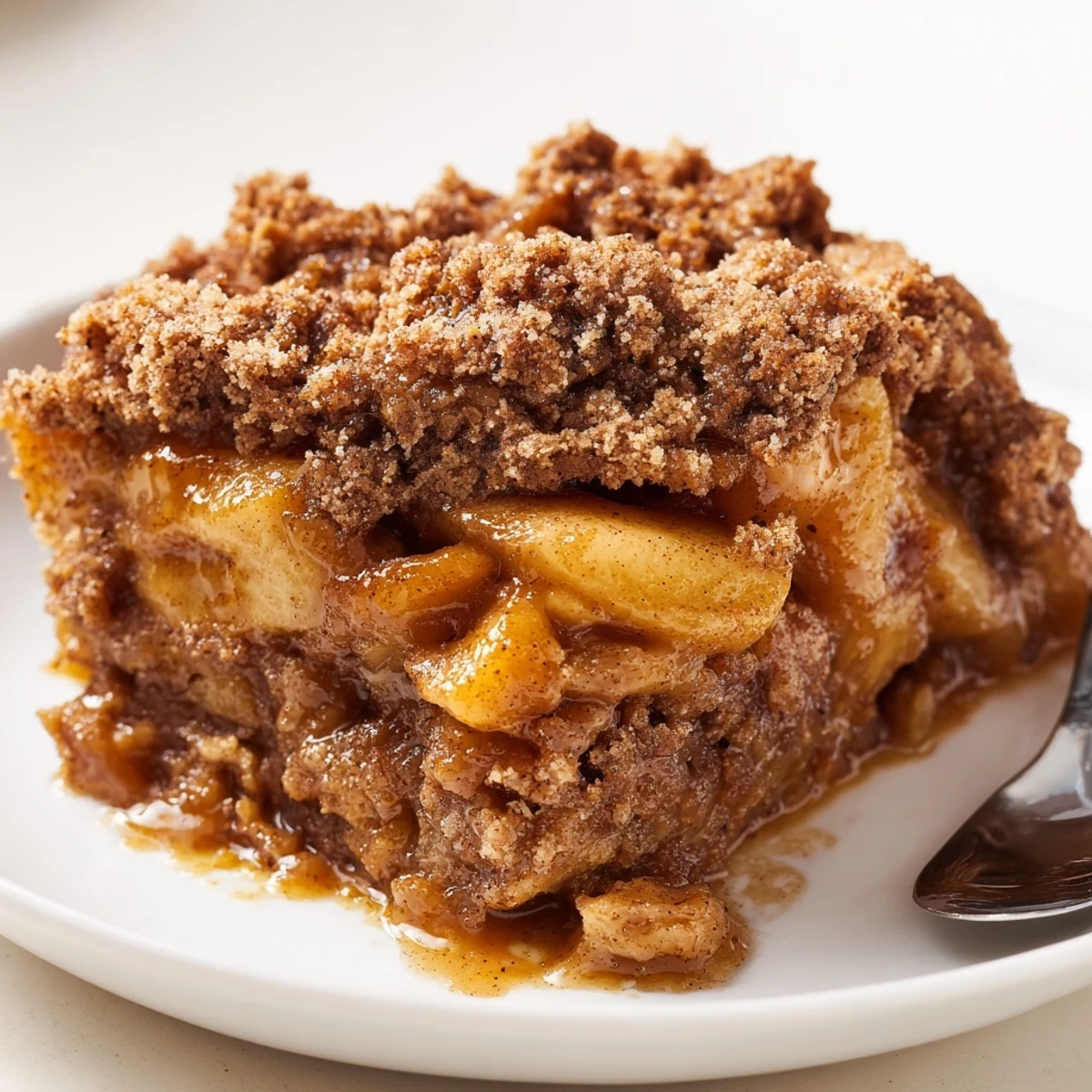Warm Gingerbread Caramel Apple Cobbler served with vanilla ice cream for a delightful dessert.  