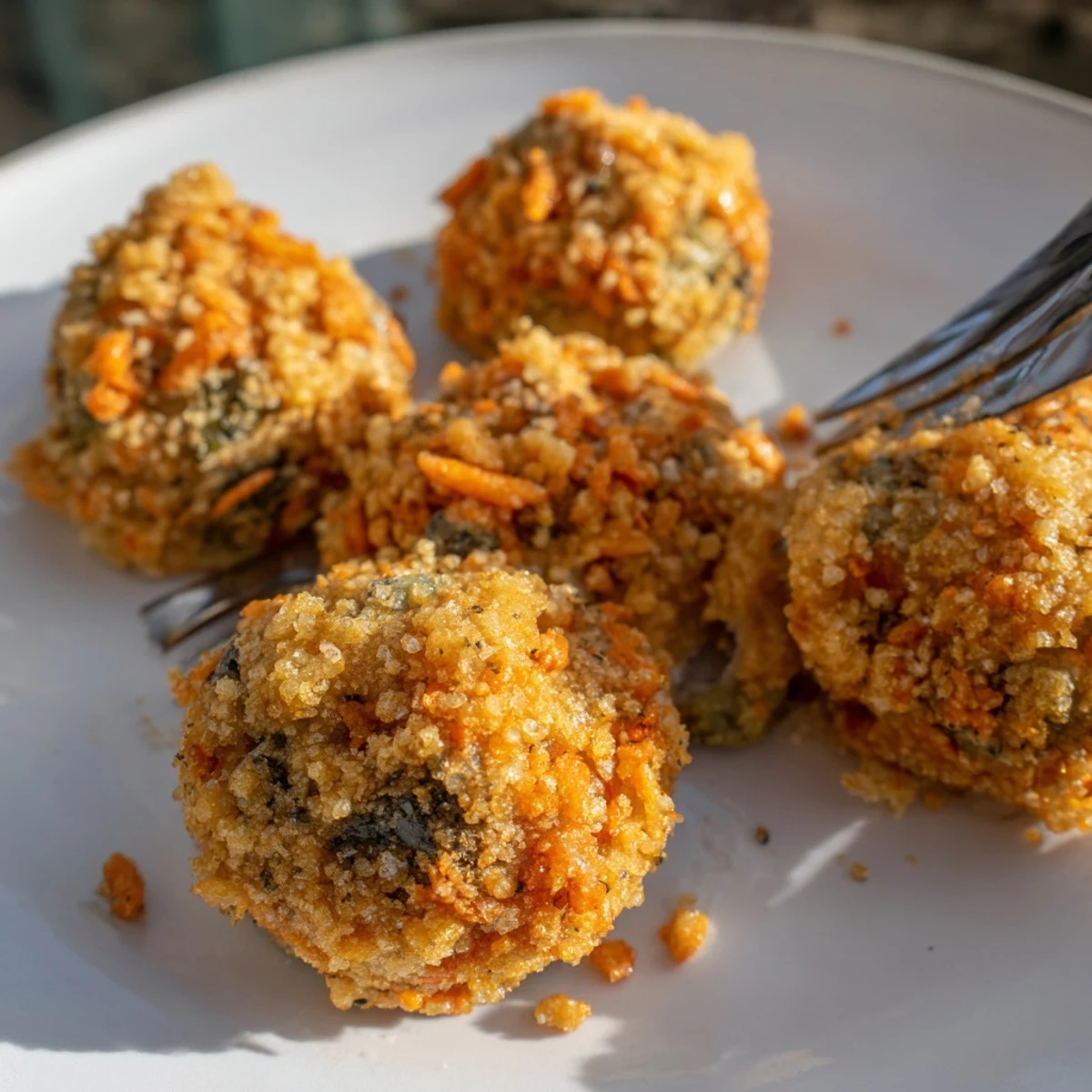 Crispy Flamin Hot Cheetos-coated biscuit balls, ideal for snack time indulgence.