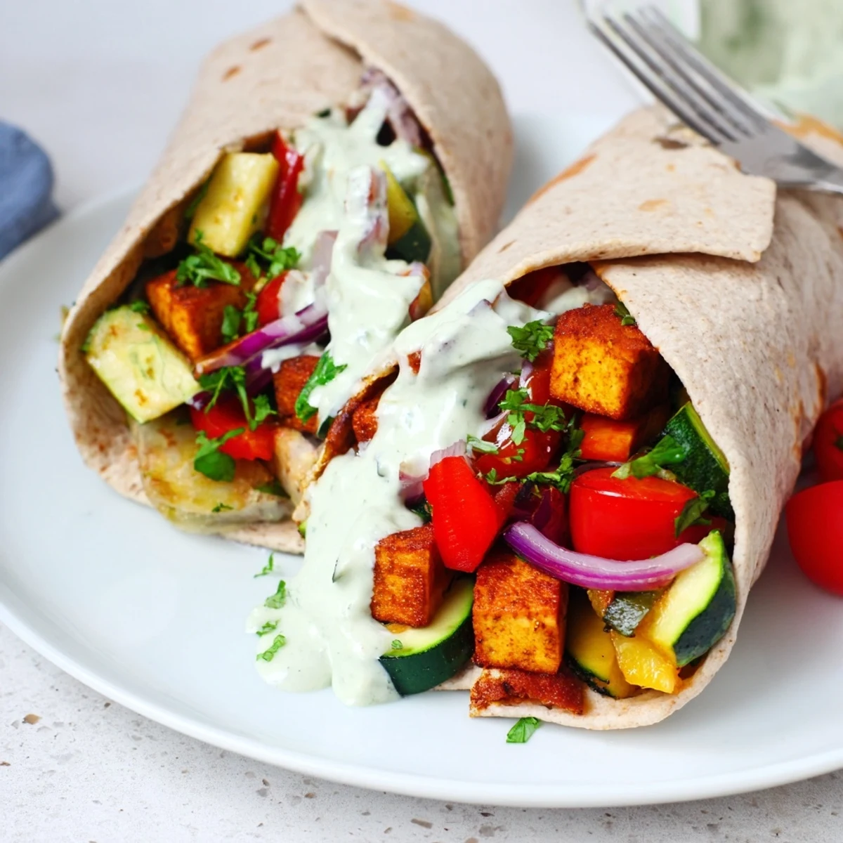 Delicious vegan viral recipe re-make featuring roasted tofu and fresh vegetables.  