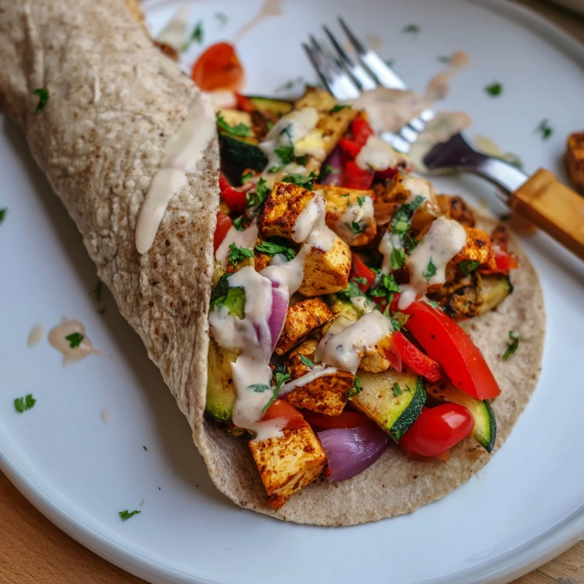 Colorful vegan viral recipe re-make bursting with flavors from roasted veggies and tofu.