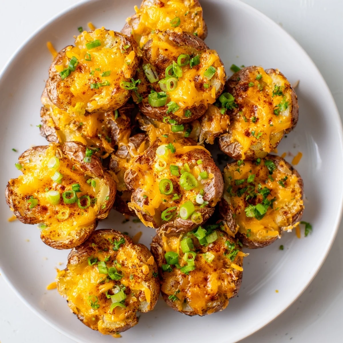 Golden, savory smashed green onion potato bombs served alongside sour cream dip.  