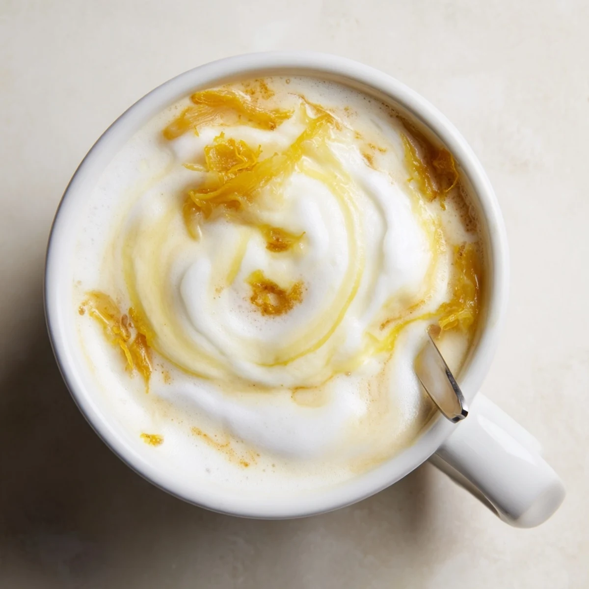 Rich and smooth onion latte, ideal for pairing with a sharp cheese croissant.