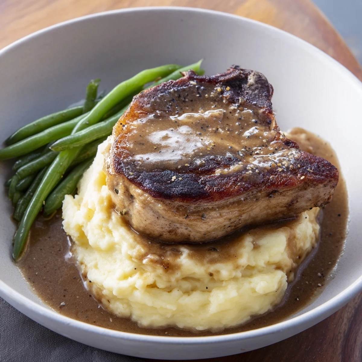 Pork Chops Cheddar Mash Bowl