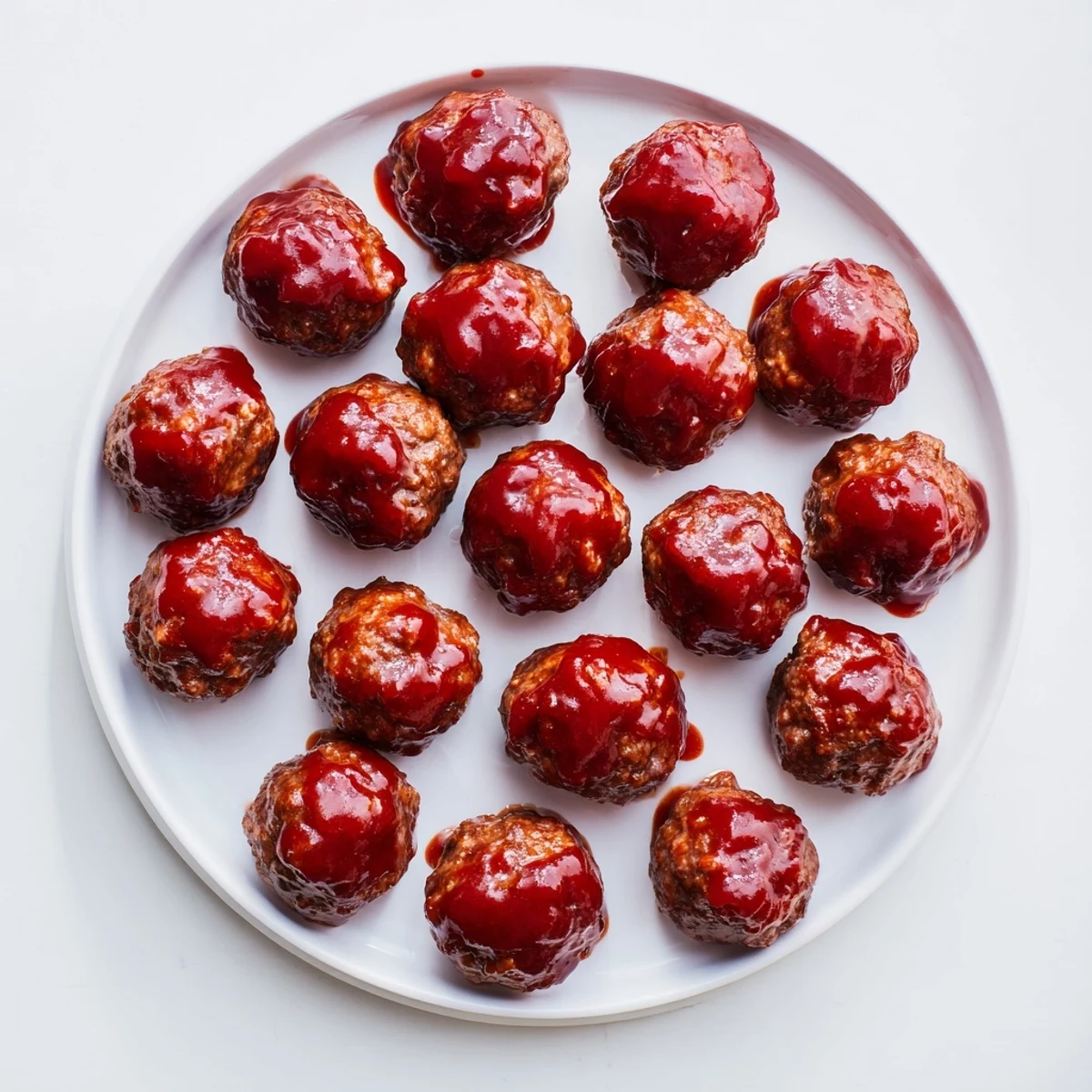 Tender, juicy cherry-glazed meatballs, beautifully coated, ready to serve for a family dinner.