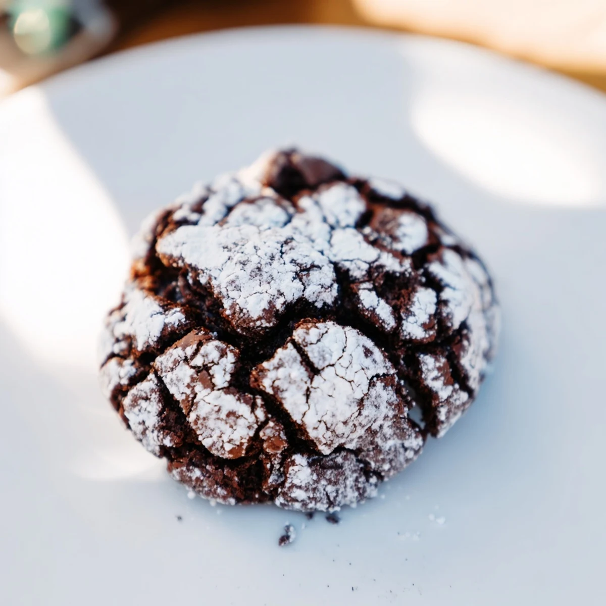 Freshly baked Air-Fried Chocolate Crinkle Cookies served on a wire rack, ready for a sweet treat.