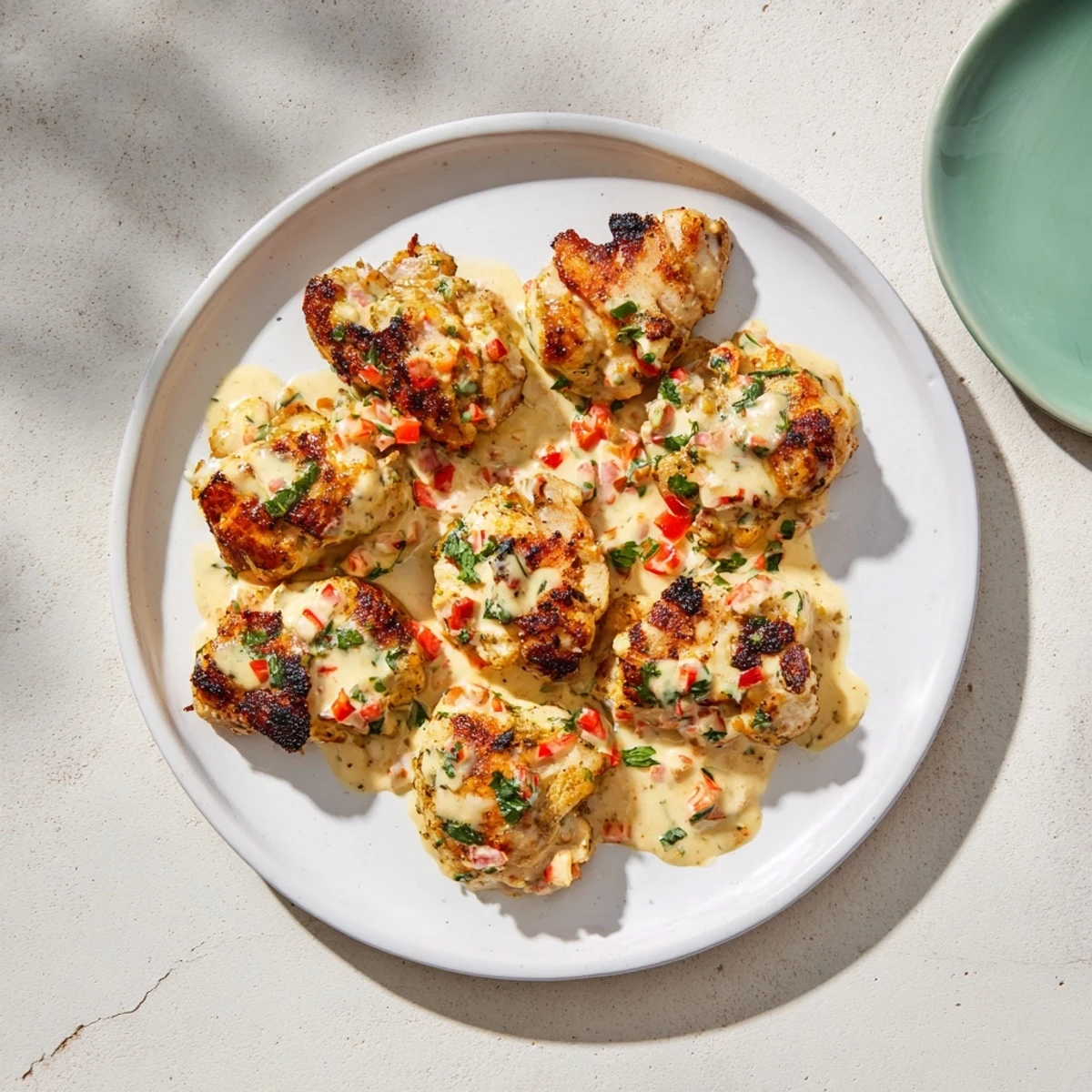 Tender Lighter Creamy Tarragon Chicken, coated in a luscious, herb-infused creamy sauce, ready to serve.
