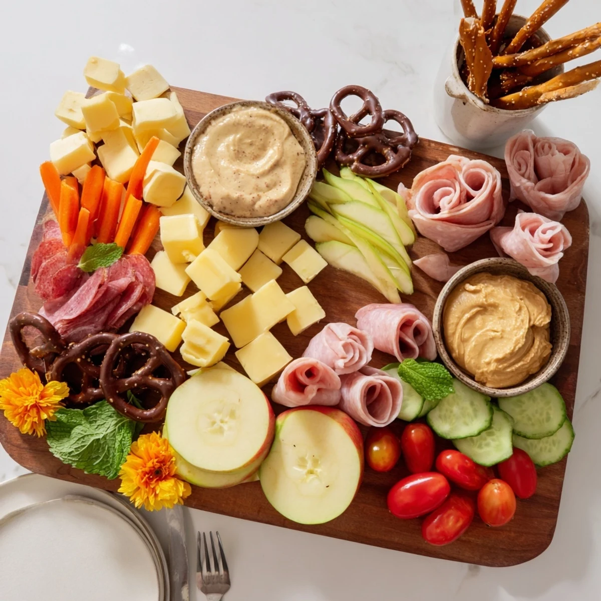 Gallop & Graze Horse Charcuterie: a vibrant grazing board filled with cheese, meats, and fresh treats.