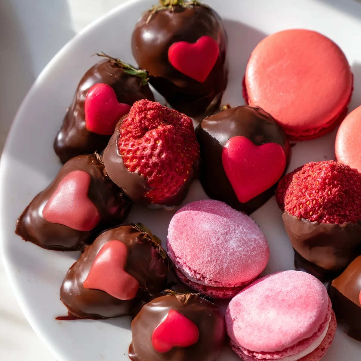 Sweetheart Valentine's Day Board overflowing with heart-shaped treats, fresh fruit, and dipping sauces on a platter.