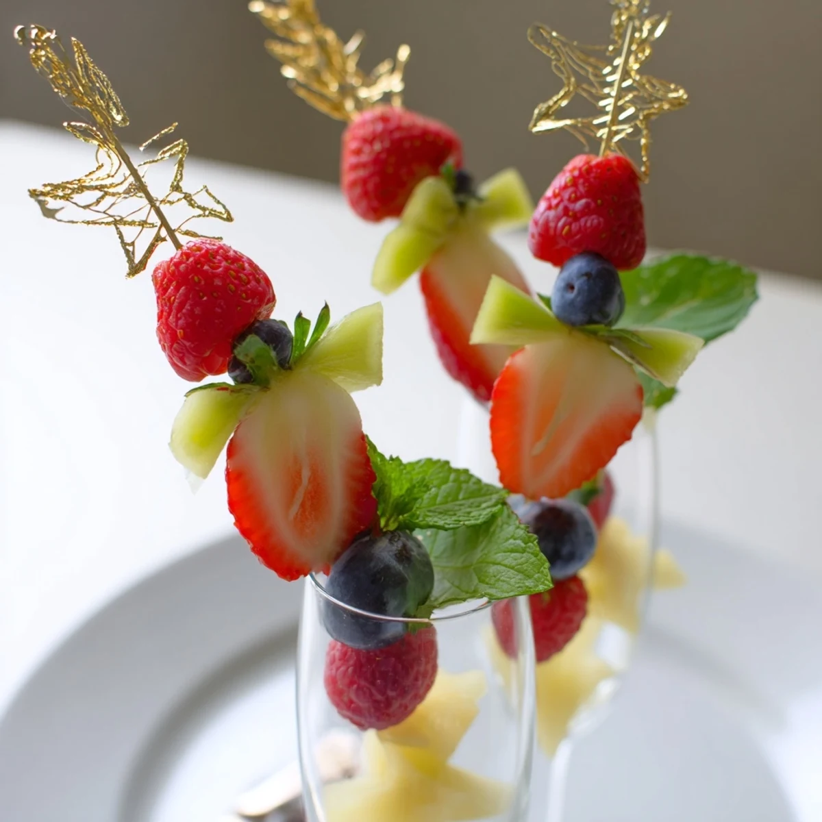 Champagne Flute Fruit Garnishes