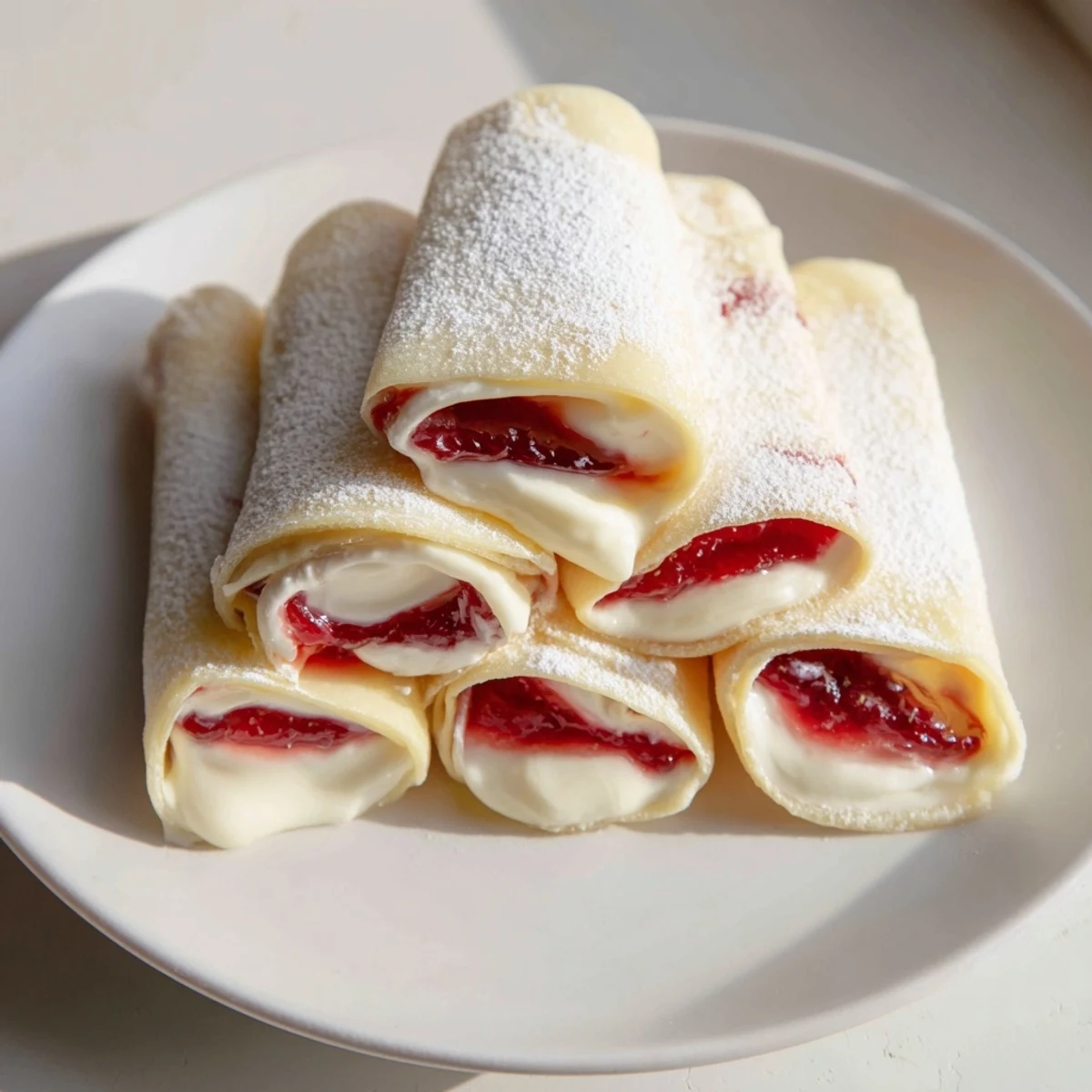 Snow Angel Tortilla Wraps, ready to eat, dusted with powdered sugar and cut in half for easy snacking.