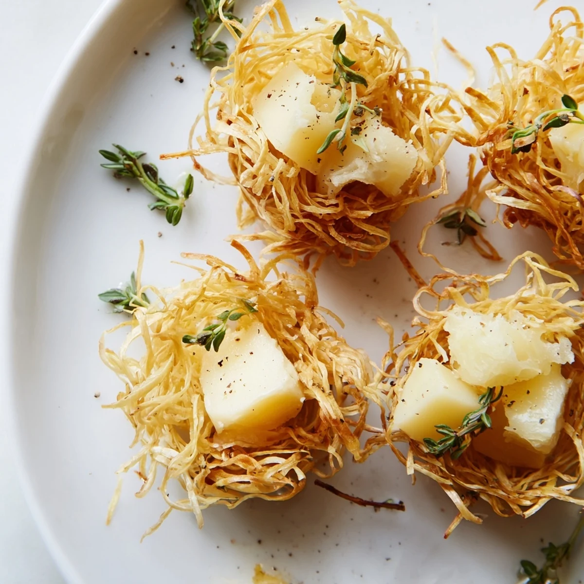 Perfect appetizer The Rustic Barnyard features an array of cheeses atop crispy phyllo nests, ready to serve.