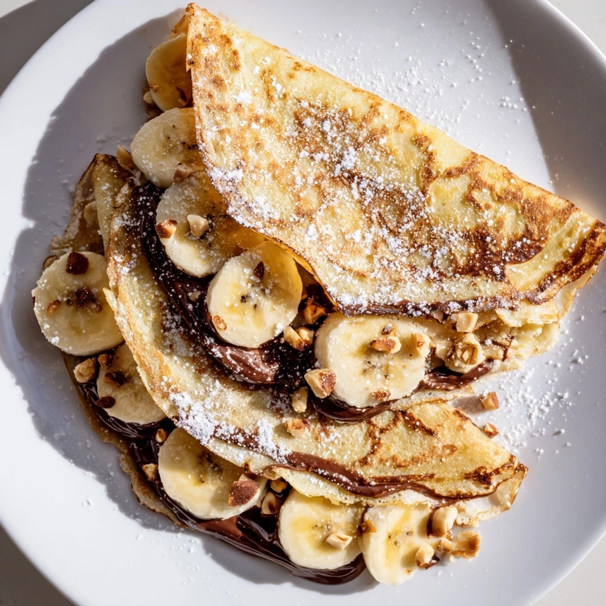 Enjoy a delicious Banana Nutella Wrap: folded tortilla filled with sweet bananas and melted chocolate.