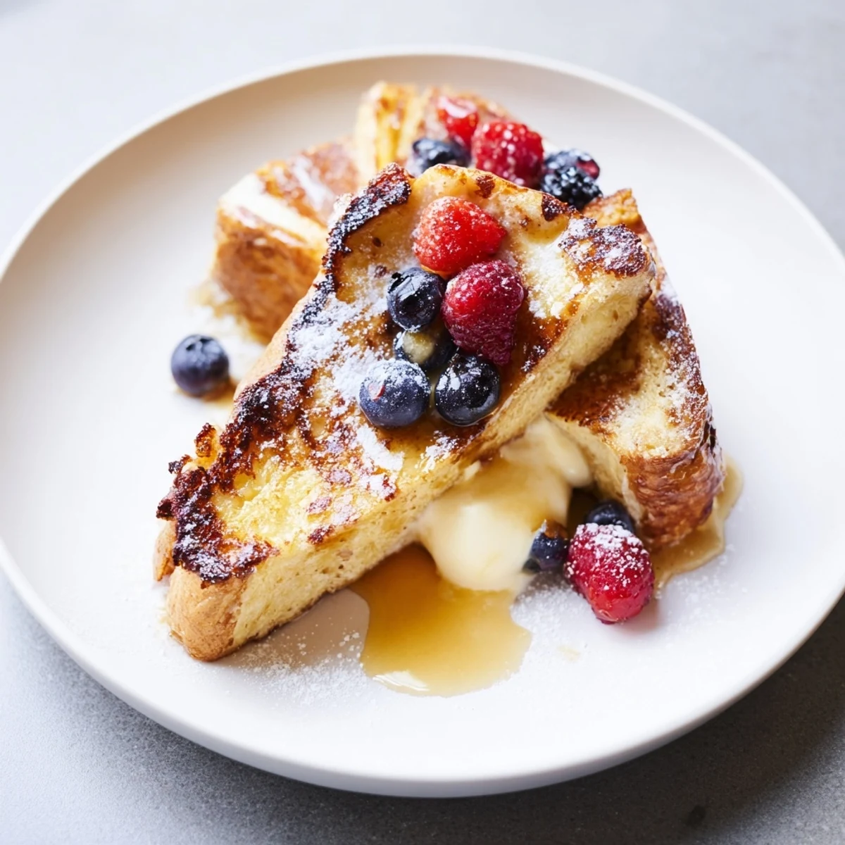 Golden, caramelized edges on Ice Cream French Toast, a sweet and delicious breakfast treat.