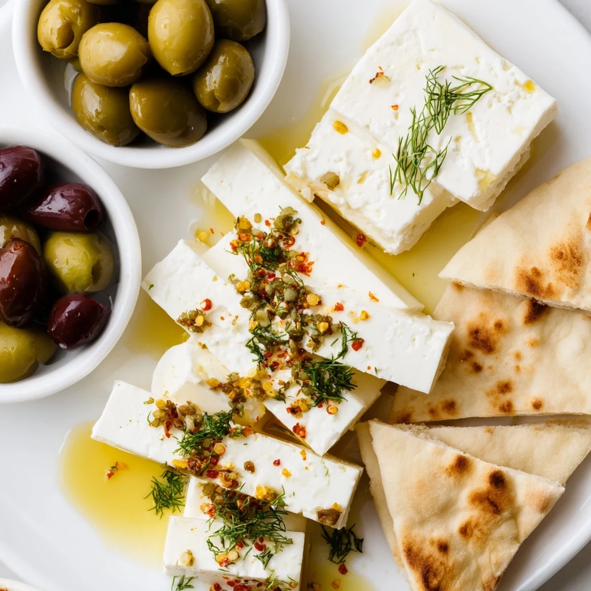 A colorful shot of a Turkish Olives & Cheese Board, perfect for a flavorful appetizer with friends.