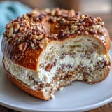 Soft and fluffy cottage cheese bagels topped with everything bagel seasoning, served warm and ready to enjoy.  