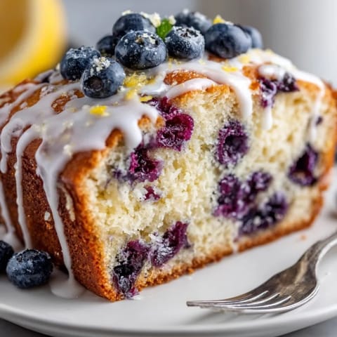 Perfectly baked, this Blueberry Lemon Pancake Bread boasts a golden crust with scattered berries.
