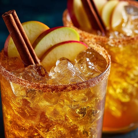 Bright Autumnal Apple Cider Margarita, cold and swirling with apple slices, a refreshing sip.