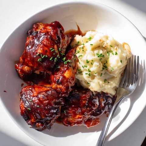 Honey BBQ Chicken Thighs & Garlic Mashed Potatoes