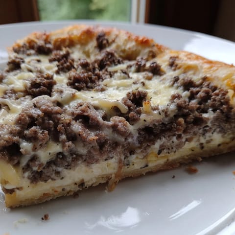 Ground Beef Alfredo Pizza