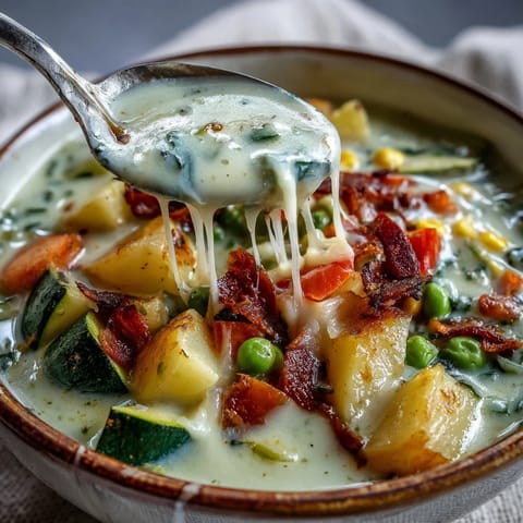 Creamy Garlic Parmesan Veggie Soup