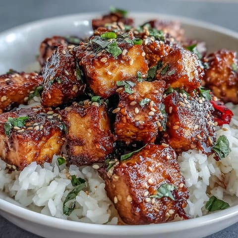 A colorful, easy-to-make stir-fry featuring crispy tofu cubes and aromatic sesame-ginger flavors.  