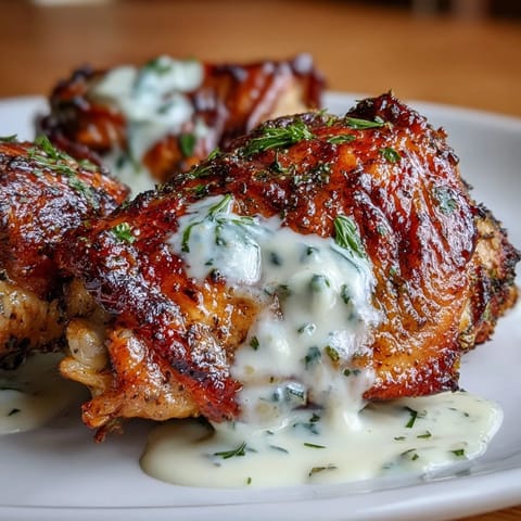 Tender chicken thighs marinated in zaatar and smoked paprika, oven-roasted to perfection and drizzled with luscious tahini-lemon sauce.  