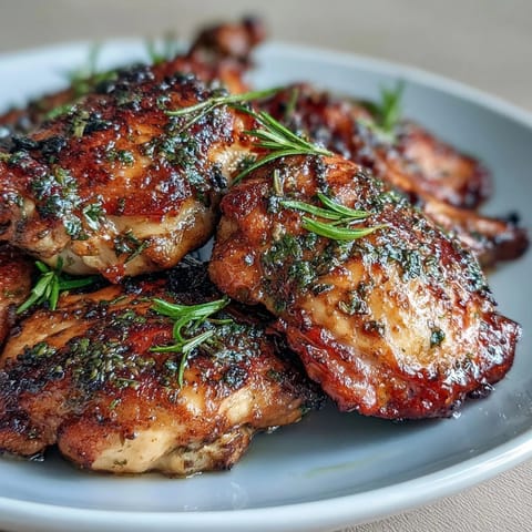 Juicy lemon herb roasted chicken and potatoes with crispy skin, golden potatoes, and fresh herbs on a rustic platter.