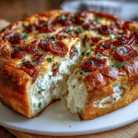 Rich, cheesy Italian Easter pie with salami, baked to golden perfection for festive gatherings.  