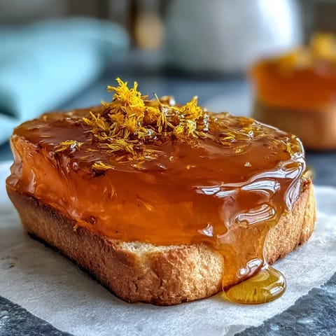 Vibrant yellow dandelion jelly with fresh lemon and honey, perfect for springtime spreads on warm toast or scones.