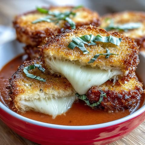 Cheesy, buttery mini grilled cheese dippers paired with rich, creamy tomato soup.