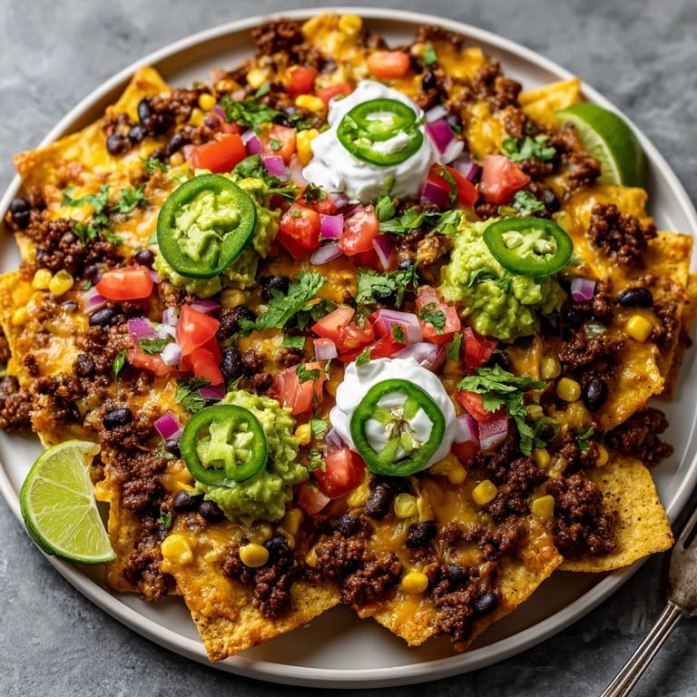 Loaded nachos served with creamy guacamole and sour cream, perfect for sharing at parties.