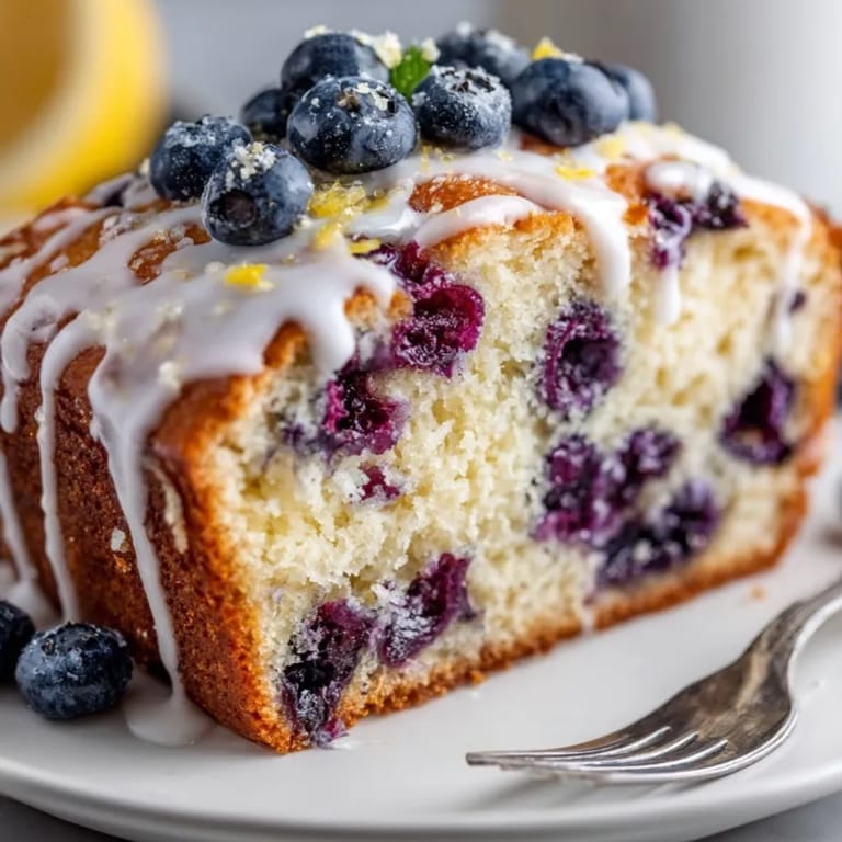 Perfectly baked, this Blueberry Lemon Pancake Bread boasts a golden crust with scattered berries.