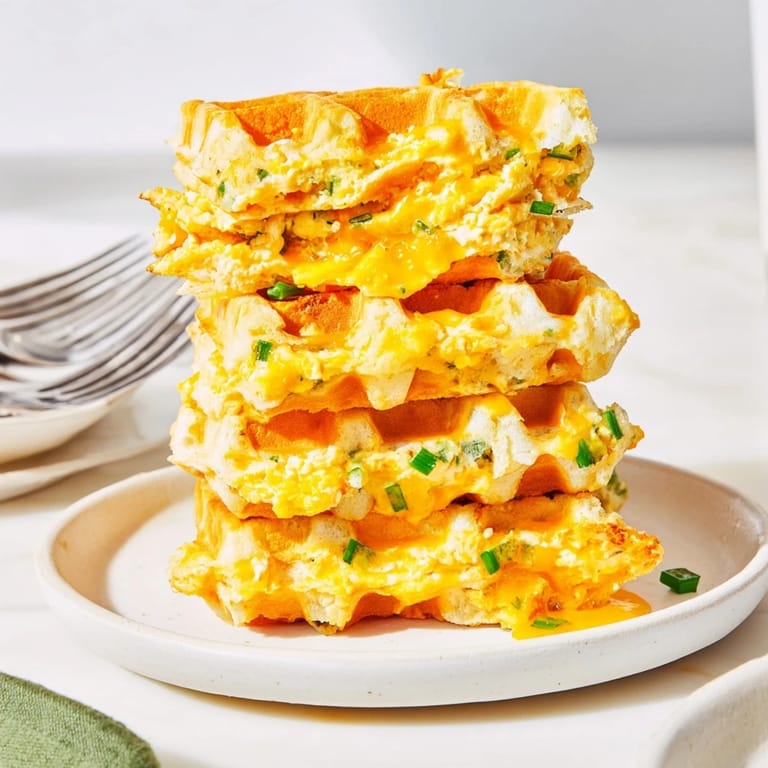 Savory Cheddar Jalapeño Biscuit Waffles topped with melted butter, a must-try breakfast delight.  