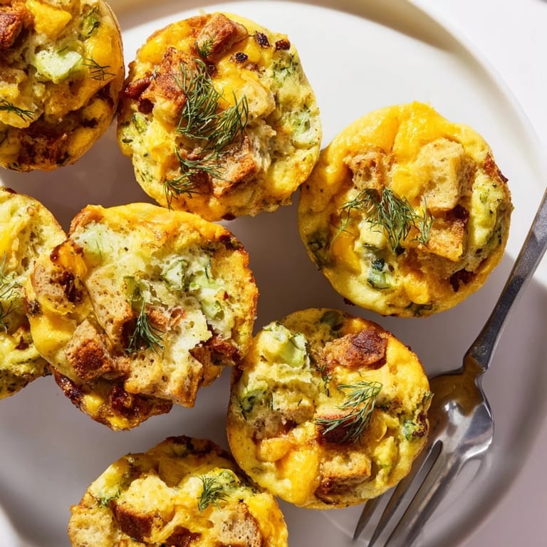 Warm, tangy Dill Pickle Cheddar Pretzel Pancake Muffins perfect for brunch gatherings.  