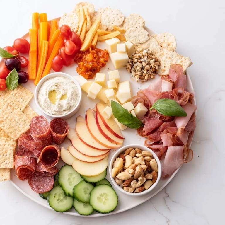 Relaxing evening with a delicious Girl Dinner Platter filled with snacks and treats.