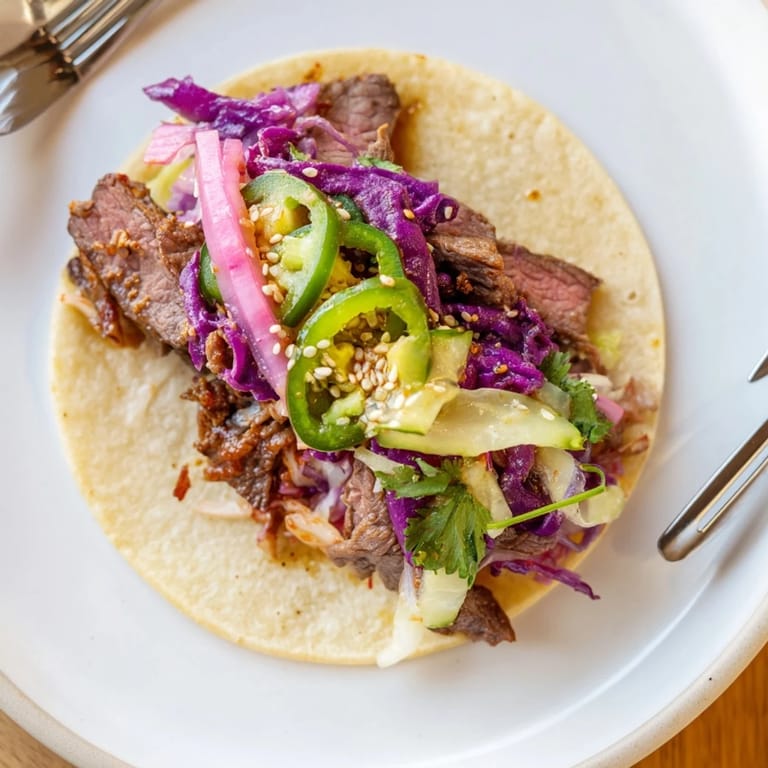 Flavorful Global Street-Food Fusion Bowl featuring marinated protein, rice, and vibrant garnishes.  