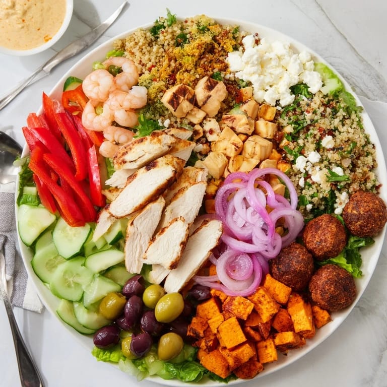 Vibrant interactive plated meals featuring customizable ingredients for endless flavor combinations.  