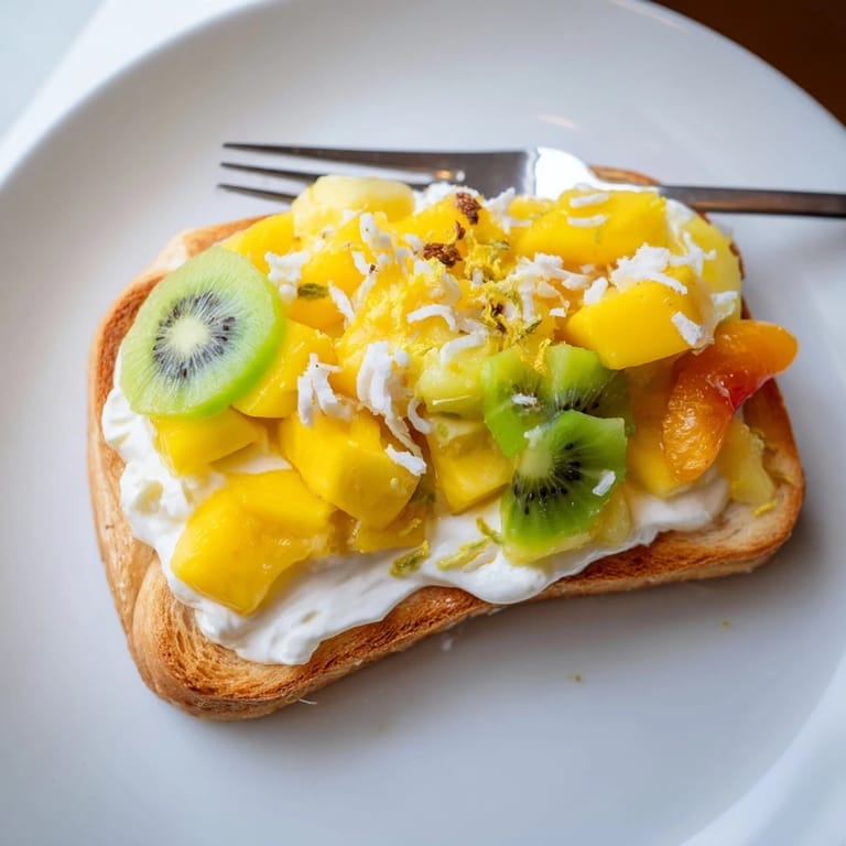 Delicious Yogurt-Custard Toast 2.0, a fusion breakfast with tropical flavors and textures.