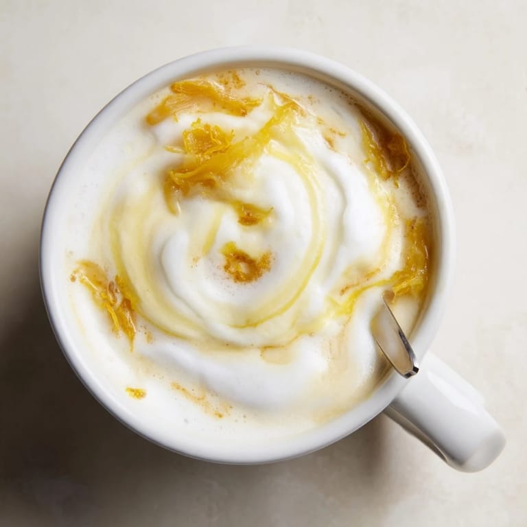 Rich and smooth onion latte, ideal for pairing with a sharp cheese croissant.