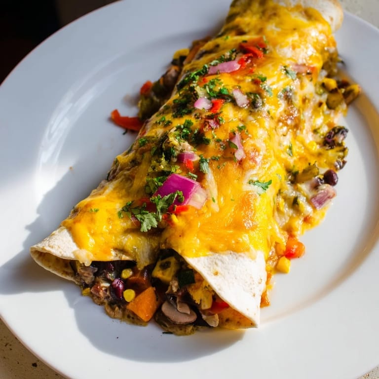 Delicious Farmers Market Vegetarian Enchiladas, overflowing with colorful vegetables and black beans, perfect vegetarian dinner.