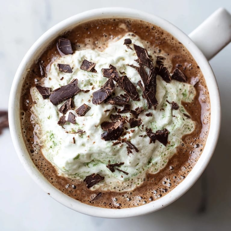 Enjoy a vibrant, frothy Collagen Peppermint Mocha Matcha Latte, perfect for a dairy-free morning treat.