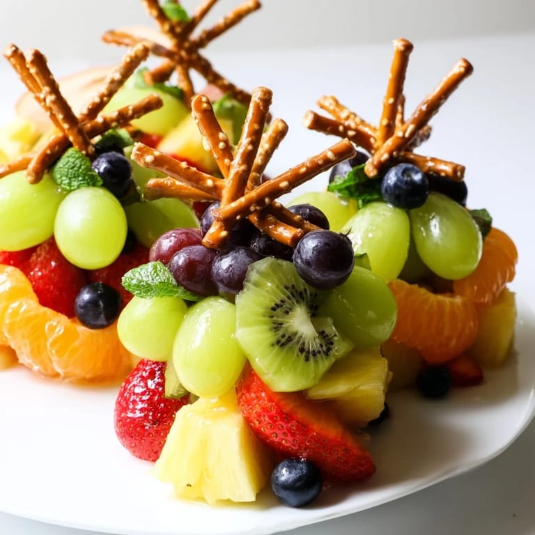 A vibrant closeup of Ornament Fruit Medley with blueberries and mint, perfect for holiday gatherings.