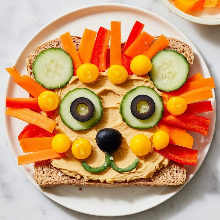 Vibrant King of the Jungle Lion Lunch Board showcases wholesome snacks, perfect for a fun, easy family meal.