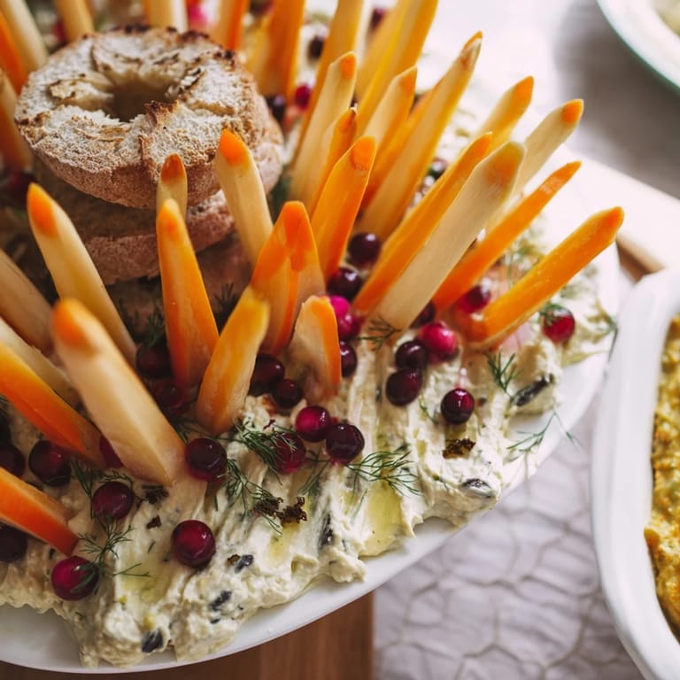Enjoy this inviting Autumn Hedgehog Dip Platter, a visually appealing appetizer perfect for fall gatherings and sharing.