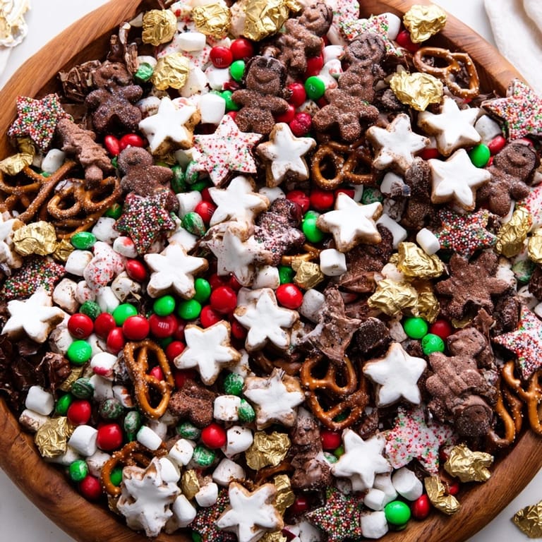 Imagine a vibrant Santa's Sack Candy Avalanche, overflowing with colorful treats like chocolate and cookies.